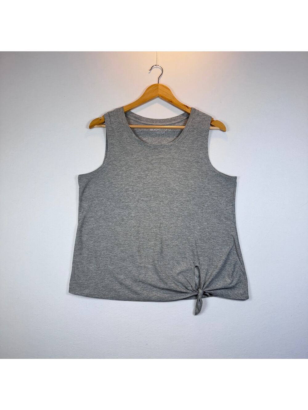 Beyond Yoga Tie Front Tank Top Women’s L Gray Heather Soft Stretch Workout Yoga